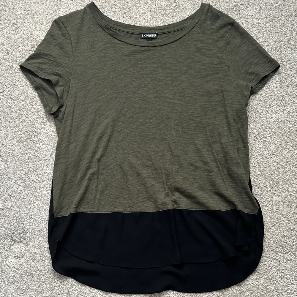 Express Olive and Black Short Sleeve Tee